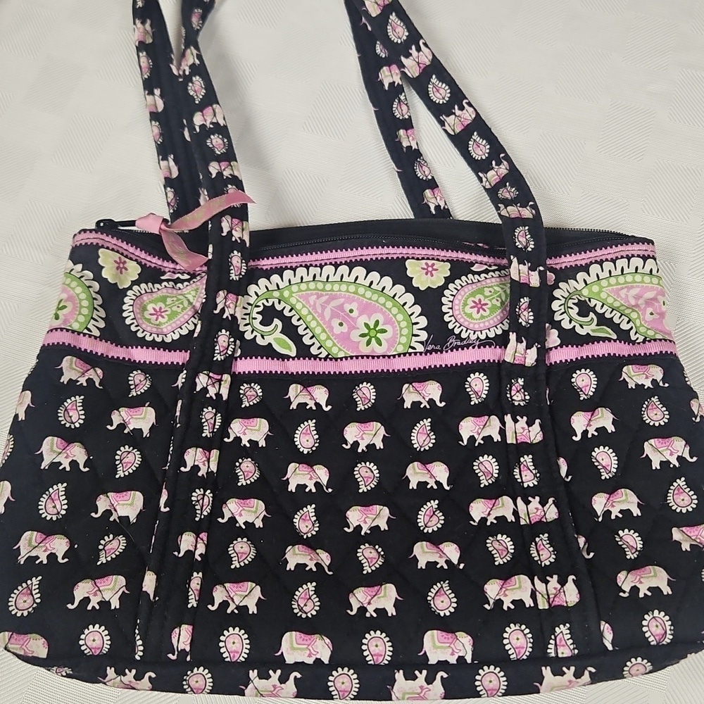Vera Bradley Pink Elephants 2007 Med Shoulder Bag VGUC Clean